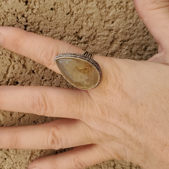 New Golden Rutile 925 Silver Ring. - Picture 7 of 15